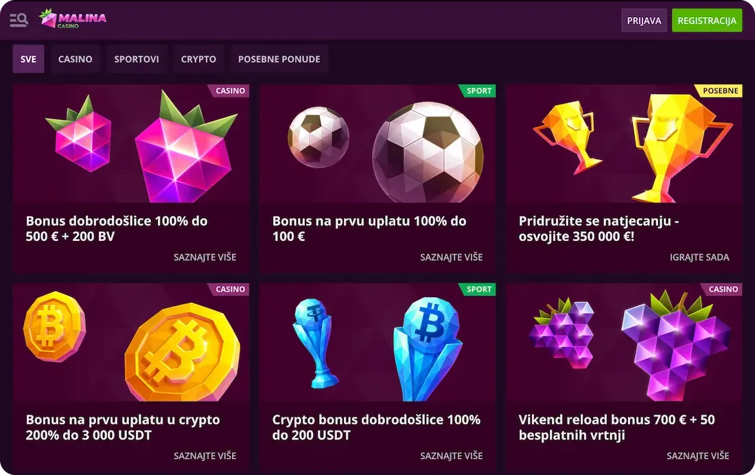 malina casino bonus svi