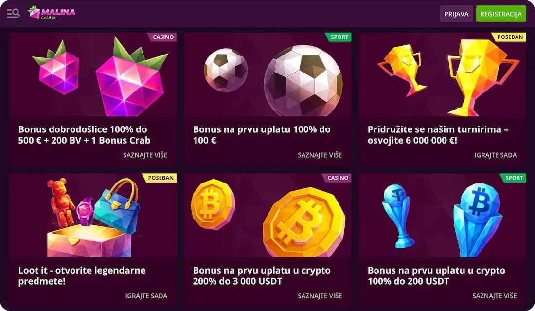 malina casino bonus svi